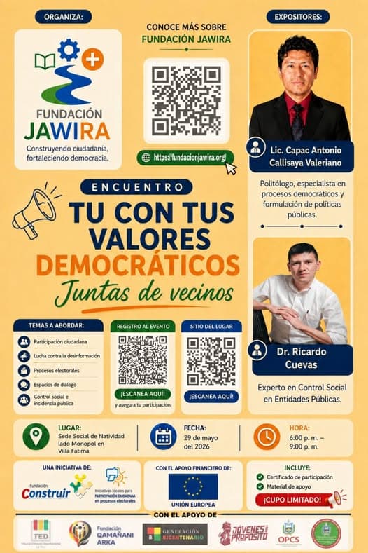 Afiche de Encuentro: Tú con tus valores democráticos